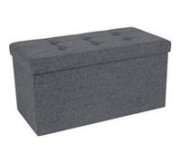 SONGMICS Banc de Rangement, Pouf Pliable, 38 x 76 x 38 cm, Bout de Lit, Repose-pieds, Coffre de Rangement, Charge jusqu'à 300 kg, pour Salon, Chambre, Entrée, Gris Foncé LSF47K