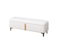 Pouf De Rangement Tabouret Banc D'Entrée Coffre De Rangement Siège Banquette Repose-Pieds Table Basse Salon Salle De Séjour Matière en Cuir(White,40x40x40cm)