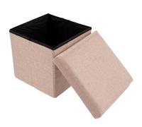 Pouf de Rangement Tabouret de Rangement carré en Coton et Lin, Tabouret de Rangement Respirant et Pliable for Le Salon(Pink,2PCS)