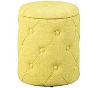 Pouf de rangement tissu jaune capitonné Yak Jaune G