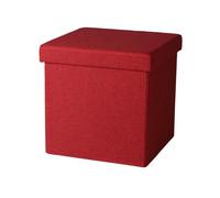 Pouf de rangement - URBAN LIVING - Kube - Pliable - Tissu polyester - Rouge