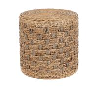 Pouf de Style Boho Tissé Main Rond Ottoman en Herbes Marines et Jacinthe d'