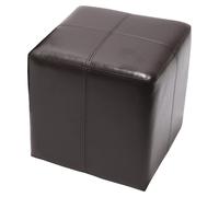 Pouf dé, tabouret Onex, cuir, 36x36x36cm, marron