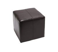 Pouf dé, tabouret Onex, cuir, 36x36x36cm, marron