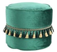 Pouf Déco à Pompons "Taj Mahal" 45cm Vert