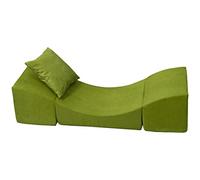 Pouf dépliant, Fauteuil 3 en 1: Pouf, Chaise Longue, Table pour Enfants (Couleur: Vert)