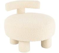 Pouf Design avec Dossier "Bouclette" 52cm Blanc Blanc G