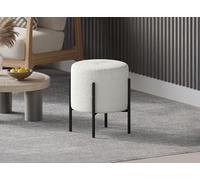 Pouf Design en Tissu Bouclette et Pieds en métal Noir LIREN