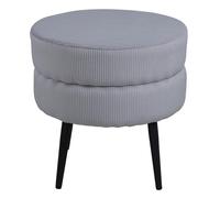 Pouf Pot 40x40x40 cm Velours côtelé Noir et gris, repose-pieds, ottoman,, pouf d'assise