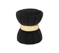 Pouf Design en Velours "Flower" 44cm Noir & Or
