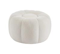 Pouf design fleur en tissu bouclette blanc DELPODA