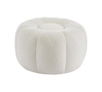 Vente-unique - Pouf Design Fleur en Tissu Bouclette Blanc DELPODA