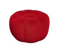 Vente-unique - Pouf Design Fleur en Tissu Bouclette Rouge DELPODA