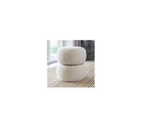 Pouf design rond 38x41 cm en tissu bouclette blanc et naturel