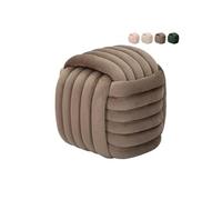 Pouf design tressé rembourré en velours style moderne Softy - Gris