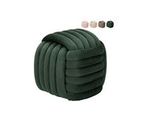 Pouf design tressé rembourré en velours style moderne Softy - Vert foncé