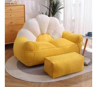 Pouf double avec repose-pieds, housse de rangement pour animaux en peluche (housse uniquement, sans remplissage) - Chaise longue confortable et durable à dossier haut, gris clair