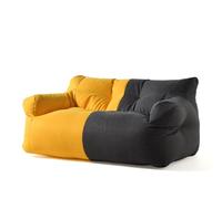 Pouf double moderne sans remplissage, jaune et noir, parfait pour les loisirs, le salon et le balcon, meubles confortables et élégants.