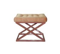 Pouf élégant avec Cadre en métal, 50 cm x 42 cm x 40 cm | Tissu 100% Polyester pour Visage de bébé en cuivre et Jaune | Parfait pour Les espaces de Vie Modernes