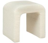 PEGANE Pouf en Bouclette, Tabouret Bouclette en MDF/Polyester Coloris Blanc - Longueur 41 x Profondeur 35.5 x Hauteur 43 cm