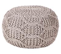 Beliani Pouf en Coton Taupe Macramé 50 cm Remplissage en Billes EPS Surface Texturée Triman