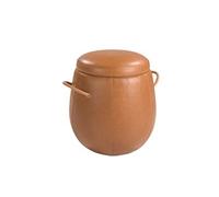 Pouf en cuir camel