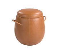 Pouf En Cuir Camel Marron
