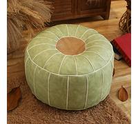 Pouf en cuir de qualité supérieure non rembourré, solution de rangement moderne pour repose-pieds, pouf rond