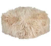 Pouf en Fausse Fourrure Remplissage Billes EPS Carré Motif Uni Beige Conroe