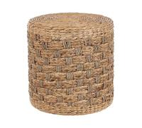 Beliani Pouf de Style Boho Tissé Main Rond Ottoman en Herbes Marines et Jacinthe d'eau 40 cm Naturel Basslet