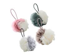 Pouf en Filet Bain Grosse Taille L en Nylon, 4 Pièces