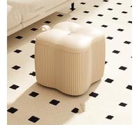 Pouf en forme de fleur avec revêtement en cuir et cadre en bois, repose-pieds moderne pour canapé, repose-pieds pour salon, balcon, résidence d'étudiant (blanc)