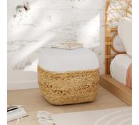 Pouf en jute beige et blanc d40 cm - billy