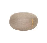 Pouf en laine marron, rond, uni, rembourrage billes de polystyrène - Hübsch, - Ø70x35 cm