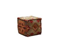 Pouf en laine multicolore, à motifs, assise d'appoint, fixe, cube - Chehoma, Kilim - 40x40x40 cm