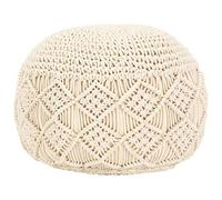 Pouf en macramé fait à la main, en coton, 45 x 30 cm, avec rembourrage en perles de polystyrène expansé, compact, pour salon, chambre à coucher, couloir, comme repose-pieds et siège