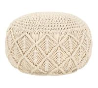 Pouf en macramé fait main - VIDAXL - Contemporain - Beige - Intérieur