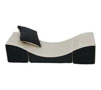 Pouf en mousse dépliant beige-gris Noir G