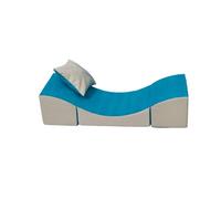 Pouf en mousse dépliant bleu-beige