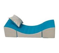 Pouf en mousse dépliant bleu-beige Bleu G