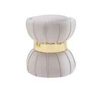 Pouf en tissu avec surpiqures Flower 40 x 44 cm gris
