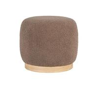Pouf en Tissu Bouclé Marron Socle Bois MDF - ZURVAN -