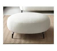 Pouf en tissu bouclette blanc ivoire AREMIA