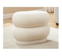 Pouf en tissu bouclette blanc LECINIO