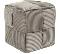 HOME DECO FACTORY – Pouf Scott côtelé tressé élégant 36x38x36 cm Taupe
