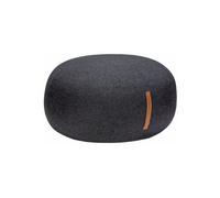 Pouf en tissu gris foncé, rond, uni, fixe, assise, repose-pieds - Hübsch, Mochi - Ø75 cm H35 cm