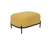Pouf en tissu jaune, rectangulaire, fixe, uni, structure en acier noir poudré - White Label, Polly - 51x66x36 cm