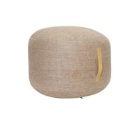 Pouf en tissu marron, rond, uni, rembourrage en boules de polystyrène - Hübsch, Kubu - Ø50x35 cm