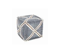 Pouf en Tissu optique coloris Gris - 46 x 46 x 44 cm --