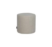 Pouf en tissu pelucheux polyester blanc cassé, rond, pieds plastique, Martindale 40 000 - Woood, Sara - Ø46x46 cm